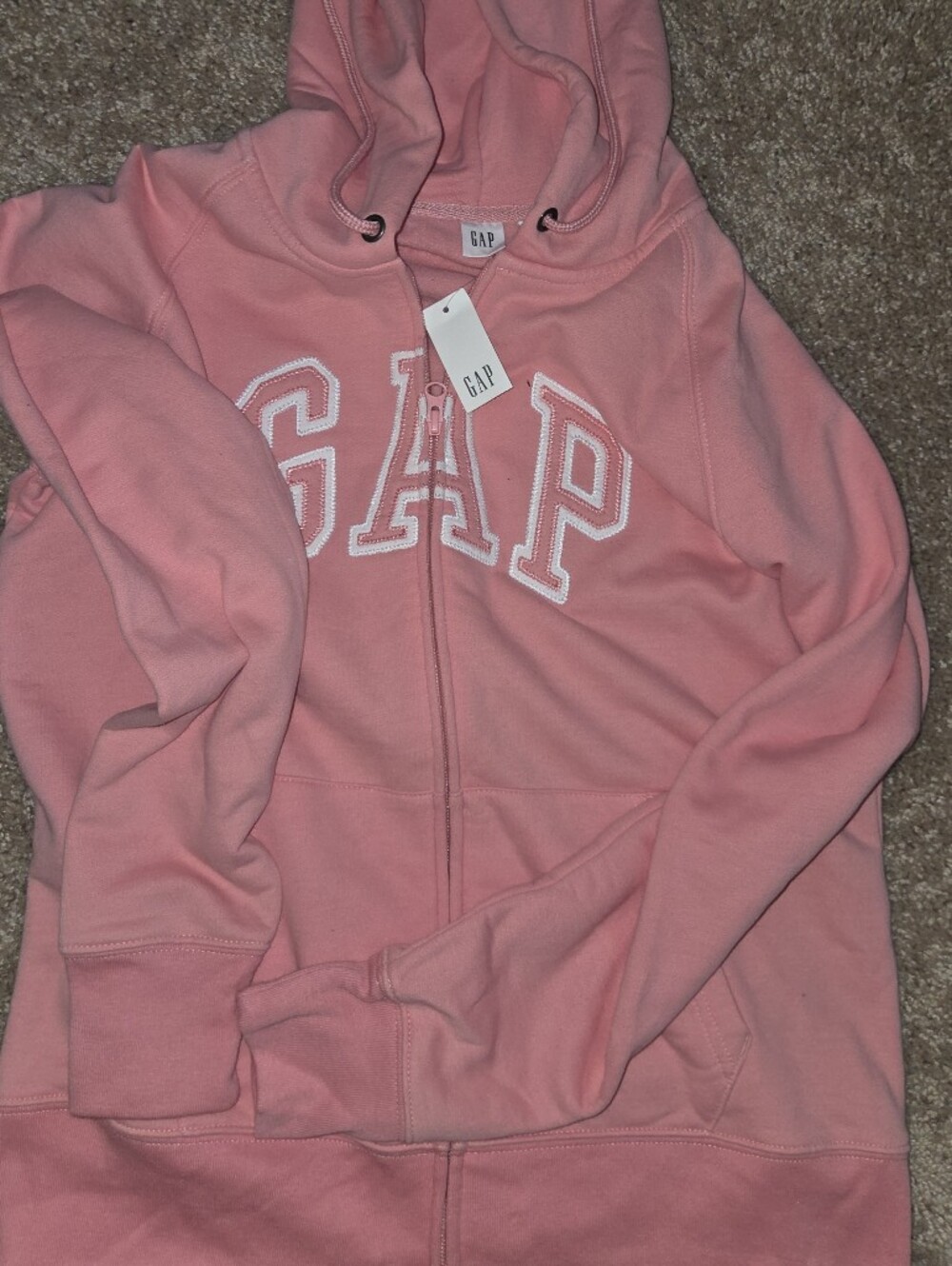 GAP Coral Pink Zip-Up Hoodie with White Logo